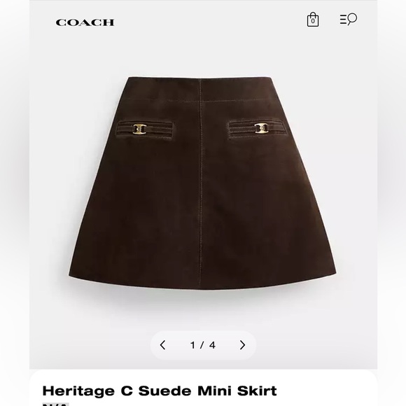 NWT- Coach Dark Brown Suede Mini Skirt